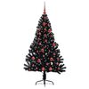 vidaXL Artificial Pre-lit Christmas Tree Black 150 cm PVC