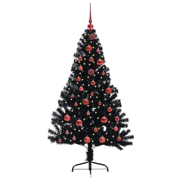 vidaXL Artificial Pre-lit Christmas Tree Black 150 cm PVC