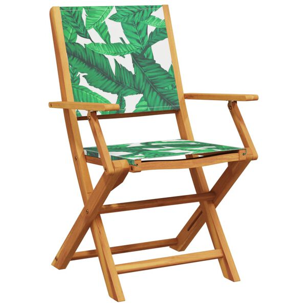 vidaXL Folding Garden Chairs 8 pcs Green Fabric and Solid Wood