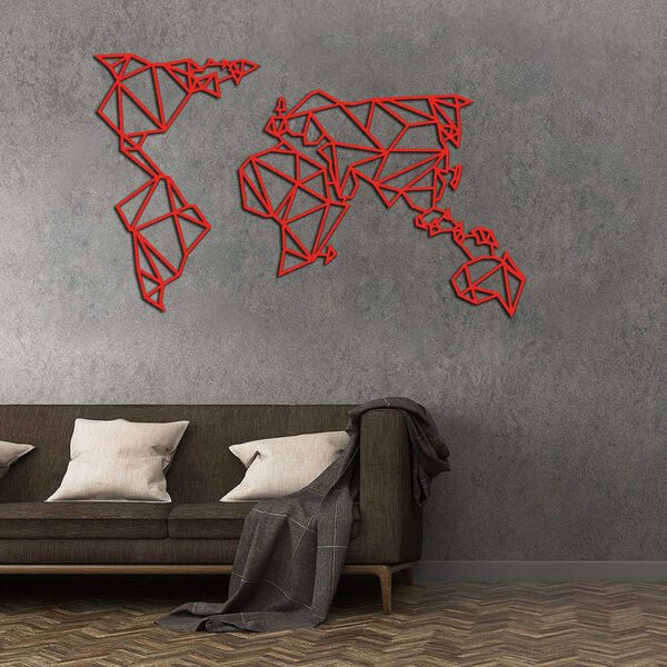 Homemania Wall Decoration World 100x58 cm Steel Red