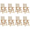 vidaXL Reclining Garden Chairs 8 pcs Beige Poly Rattan and Solid Wood