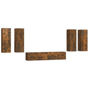 vidaXL 6 Piece TV Cabinet Set Smoked Oak Engineered Wood