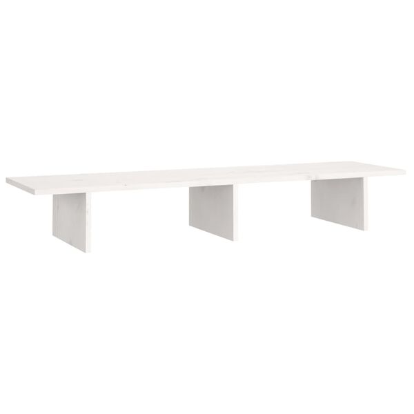 vidaXL Monitor Stand White 100x27x15 cm Solid Wood Pine