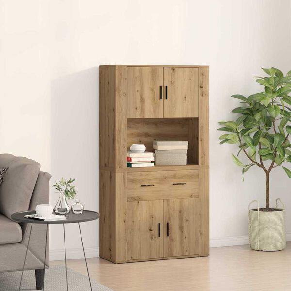 vidaXL Highboard Artisan oak 80 x 33 x 150 cm Engineered wood