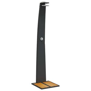vidaXL Outdoor Shower Black 55x60x224 cm Poly Rattan and Acacia Wood
