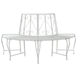 vidaXL Tree Bench 4-Seater 160 x 80 x 89 cm Steel Antique White