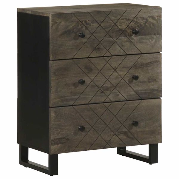 vidaXL Sideboards 2 pcs Black 60x33x75 cm Solid Wood Mango