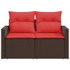 vidaXL Garden Sofa with Cushions 2-Seater Brown Poly Rattan