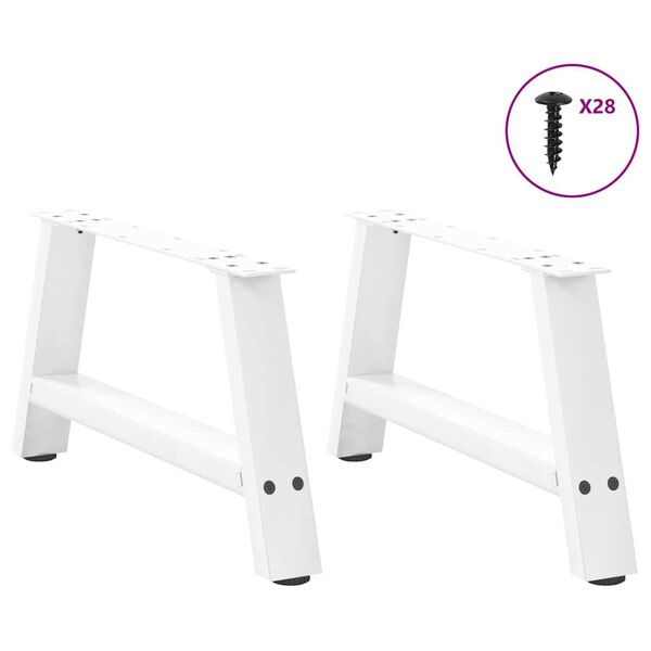 vidaXL Coffee Table Legs A-Shaped 2 pcs White&nbsp;70x(30-31) cm Steel