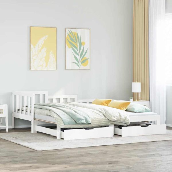 vidaXL Daybed with Trundle and Drawers without Mattress White 80x200 cm