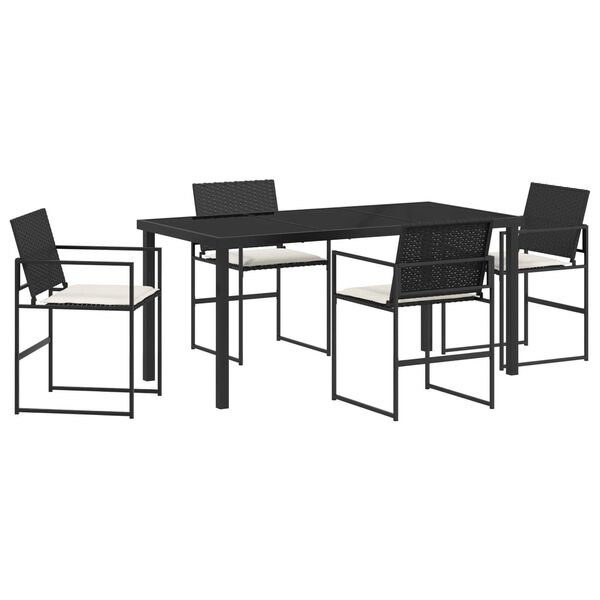 vidaXL Garden Dining Set 5 pcs Black Powder-Coated Steel