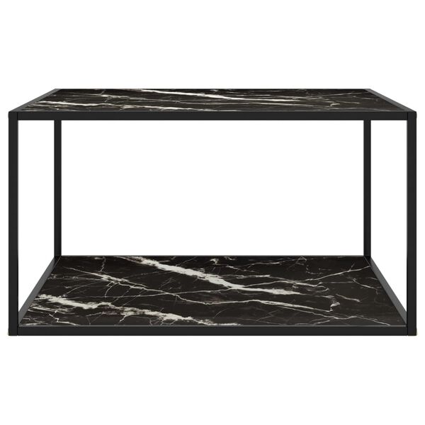 vidaXL Coffee Table Black with Black Marble Glass 90x90x50 cm