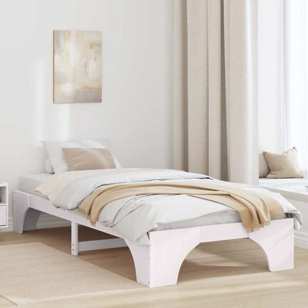 vidaXL Bed Frame White 80 x 200 cm Solid Pine Wood