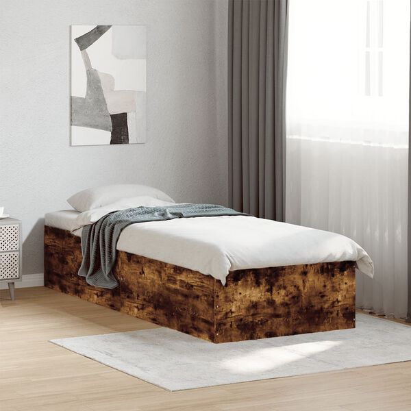 vidaXL Bed Frame without Mattress Smoked Oak 90x190 cm Single
