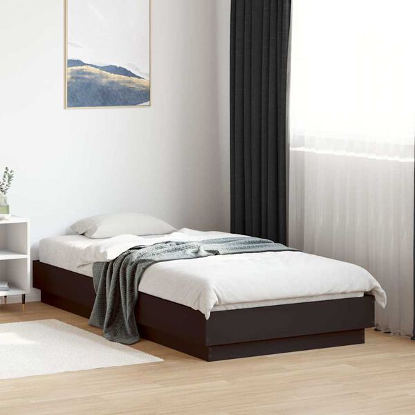 vidaXL Bed Frame without Mattress Black 90x190 cm Single Engineered Wood