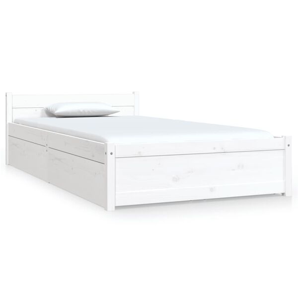 vidaXL Bed Frame without Mattress with Drawers White Single