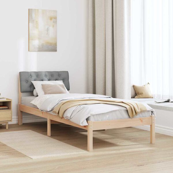 vidaXL Bed frame Brown and light grey 80 x 200 cm Solid pine wood