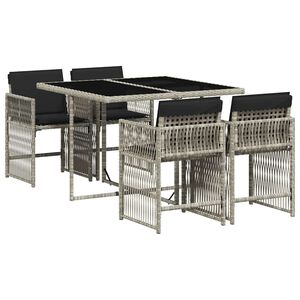 vidaXL 5 Piece Garden Dining Set with Cushions Light Grey Poly Rattan