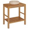vidaXL Vanity Cabinet | Natural Teak | Teak Wood, Marble | Medium
