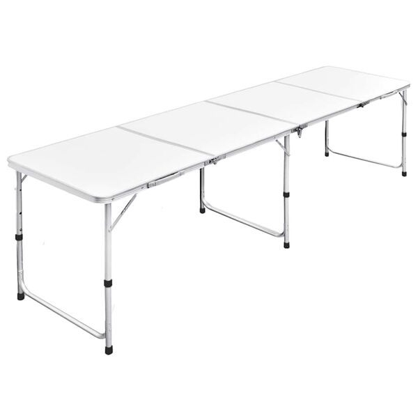 Foldable Camping Table Height Adjustable Aluminium 240 x 60 cm