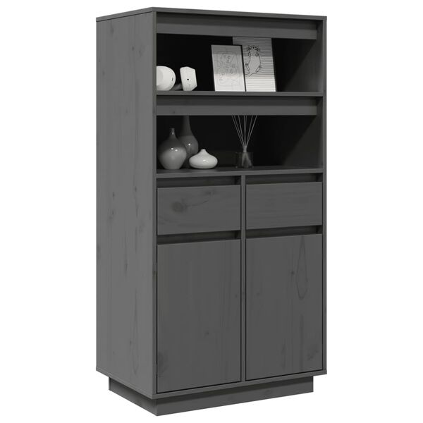 vidaXL Highboard Grey 60x40x116.5 cm Solid Wood Pine