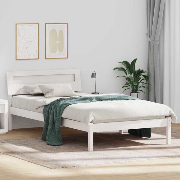 vidaXL Bed Frame with Headboard White 90 x 190 cm Solid Pine Wood