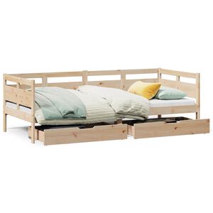 vidaXL Daybed with Drawers without Mattress 90x190 cm Single Solid Wood