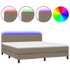 vidaXL Box Spring Bed with Mattress&LED Taupe 180x200cm Fabric