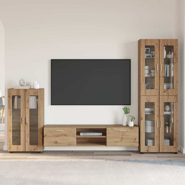 vidaXL TV Cabinet Set with Drawer FLORIN Artisan Oak Engineered Wood