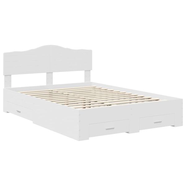 vidaXL Bed Frame with Headboard White 140 x 200 cm Engineered Wood