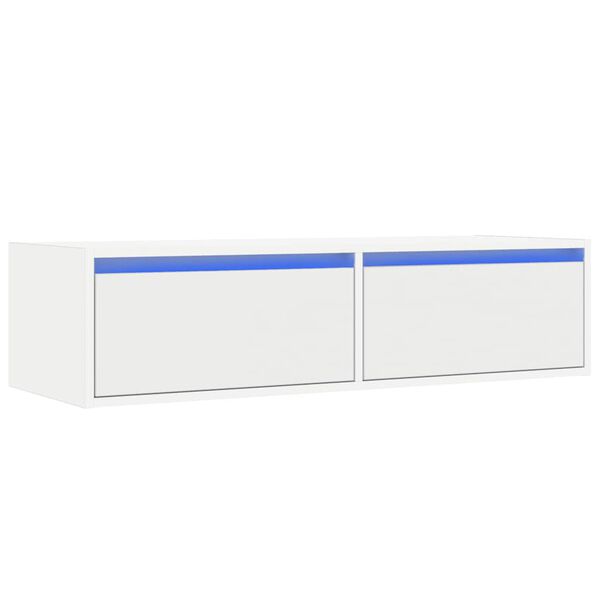 vidaXL TV Cabinet with LED Lights White 100X35.5x25 cm