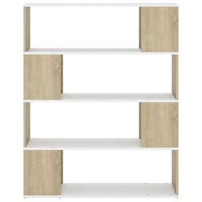 vidaXL Book Cabinet Room Divider White and Sonoma Oak 100x24x124 cm