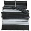 vidaXL Duvet Cover Set Black Stripes 220x240 cm Cotton
