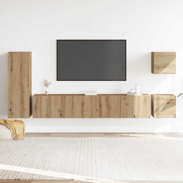 vidaXL 5 Piece TV Cabinet Set Wall-mounted Artisan Oak Engineered Wood