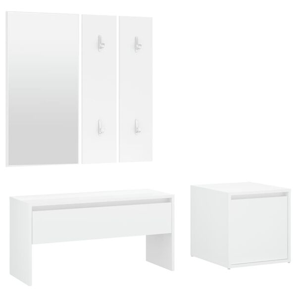 vidaXL Hallway Furniture Set White Engineered Wood