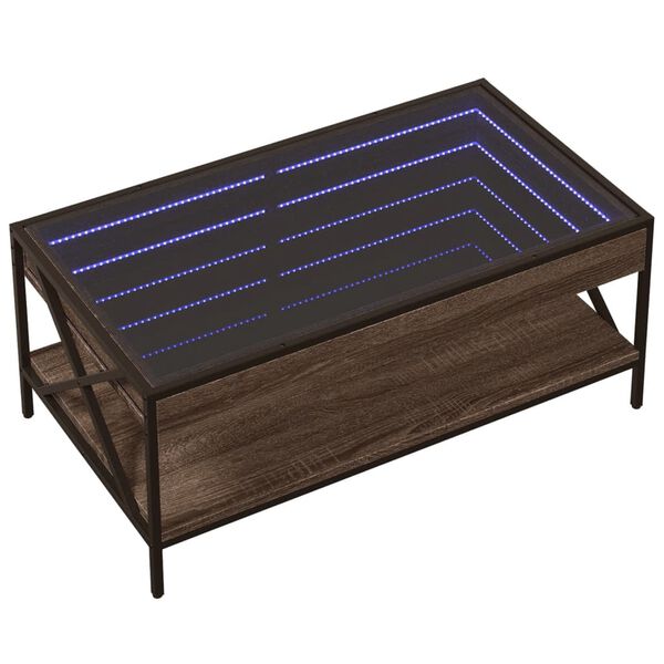 vidaXL Coffee Table with Infinity LED Brown Oak 90x50x38 cm