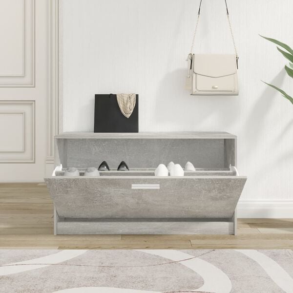 vidaXL Shoe Bench Concrete Grey 80x24x45 cm Engineered Wood