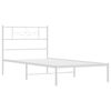 vidaXL Metal Bed Frame without Mattress with Headboard White 75x190cm