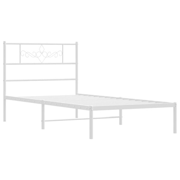 vidaXL Metal Bed Frame without Mattress with Headboard White 75x190cm