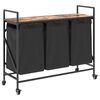 vidaXL Laundry Basket 3 Compartments with Wheels Smoked Oak