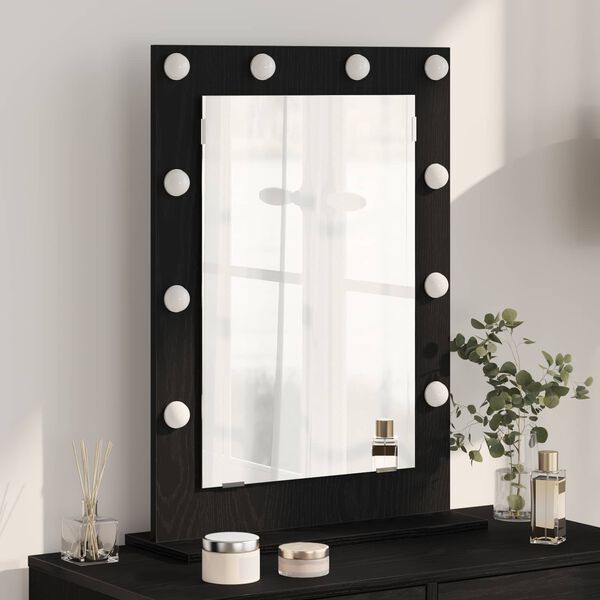 vidaXL Vanity Mirror Rectangular with Mirror Black Oak 70 x 50 x 18 cm