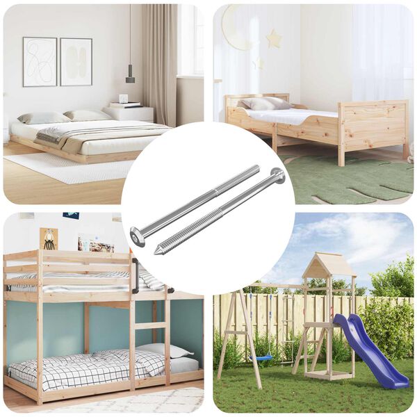 vidaXL Furniture Screws 2 pcs Silver M6 x 100 mm Steel