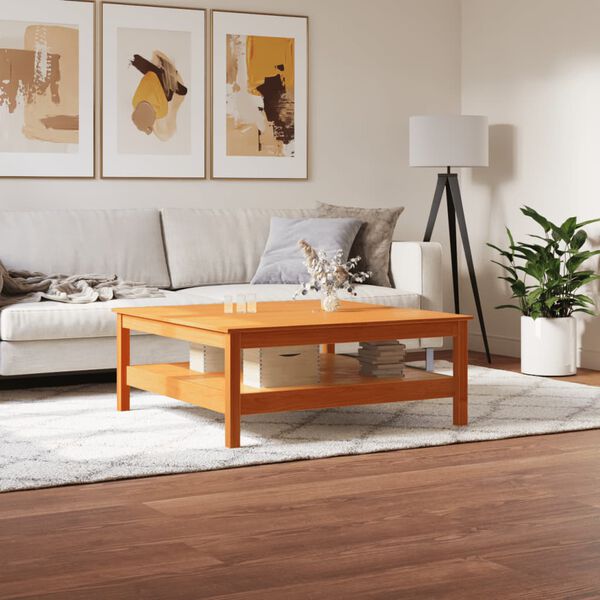 vidaXL Coffee Table Wax Brown 100x100x40 cm Solid Wood Pine