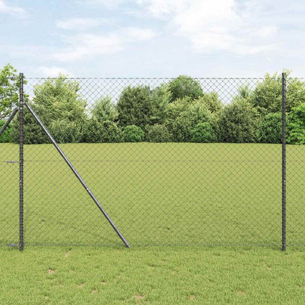 vidaXL Chain Link Fence Grey 25 x 1.6 m Steel