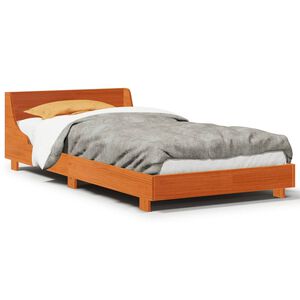 vidaXL Bed Frame without Mattress Wax Brown 75x190 cm Small Single Solid Wood Pine