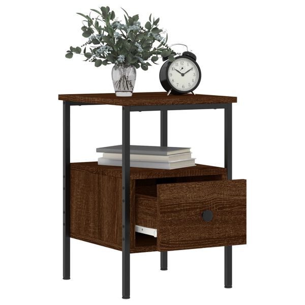 vidaXL Bedside Cabinet Brown Oak 34x36x50 cm Engineered Wood
