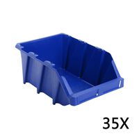 vidaXL 35 pcs Stackable Storage Bins 218x360x156 mm Blue