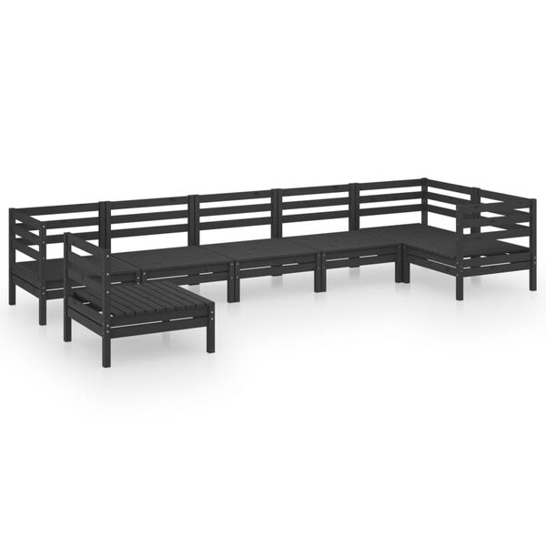 vidaXL 7 Piece Garden Lounge Set Solid Pinewood Black