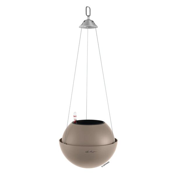 LECHUZA Hanging Planter BOLA Color 23 ALL-IN-ONE Sand Brown