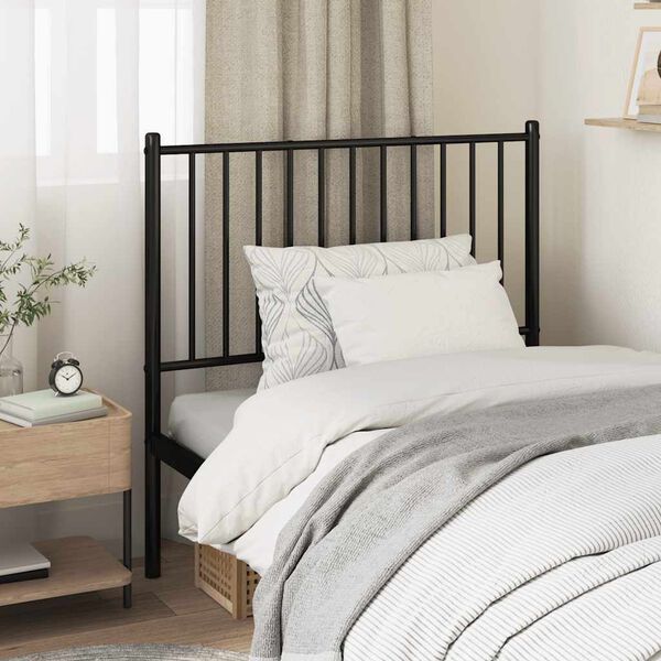 vidaXL Metal Replace Headboard Black 90 cm